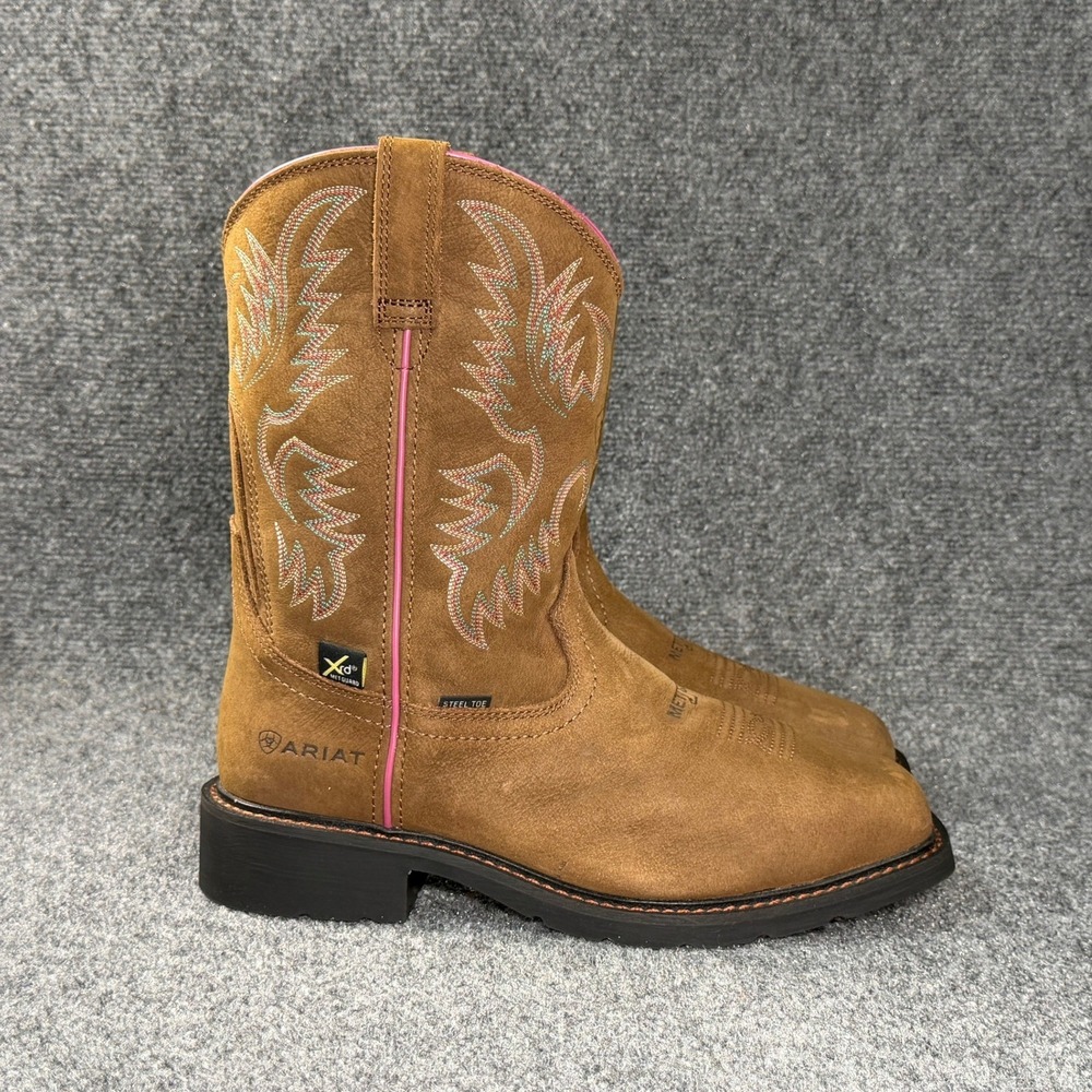 Ariat Krista Met Guard Western Work Boots Women's 11C‎ Brown Leather Steel Toe